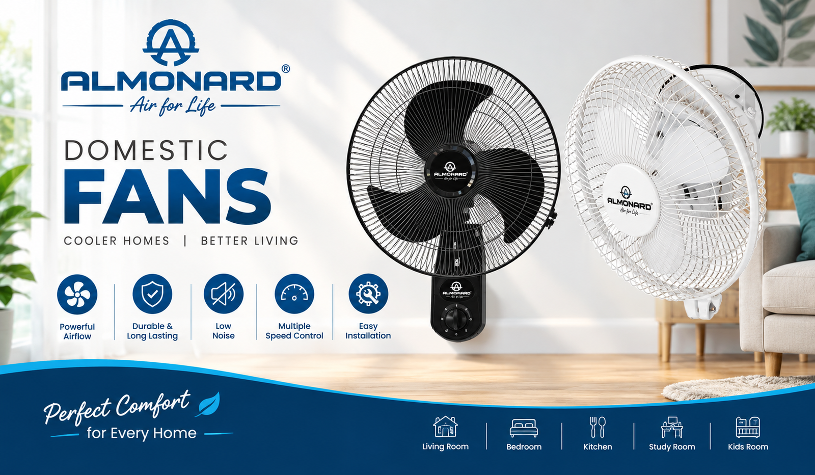 Almonard gyroscopic cabin fan for control rooms and operator cabins